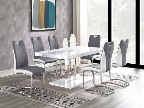 Brooklyn Rectangular Dining Table White High Gloss and Chrome - 193811 - Luna Furniture
