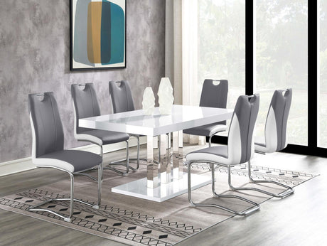 Brooklyn White High Gloss and Chrome Rectangular Dining Table from Coaster - Luna Furniture