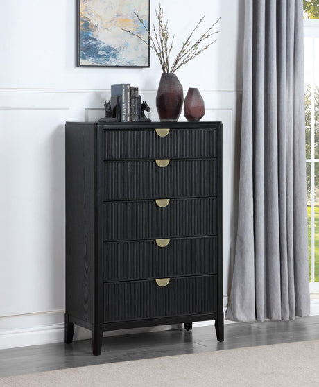 Brookmead Black 5-Drawer Bedroom Chest from Coaster - Luna Furniture