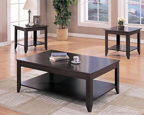 Brooks 3-piece Occasional Table Set with Lower Shelf Cappuccino - 700285 - Luna Furniture