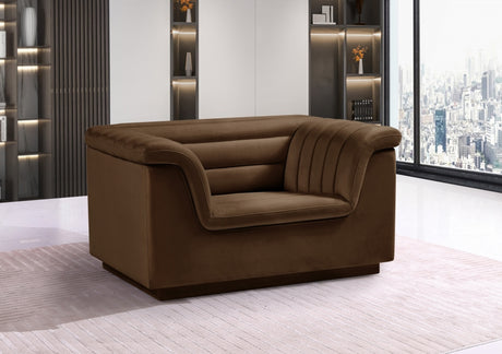 Brown Cascade Velvet Fabric Chair - 192Brown-C - Luna Furniture