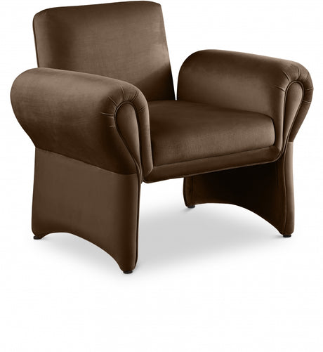 Brown Fleurette Velvet Accent Chair - 409Brown - Luna Furniture