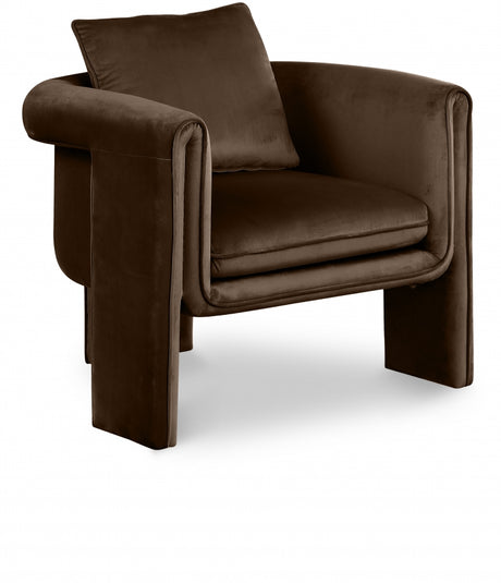 Brown Sloan Velvet Accent Chair - 424Brown - Luna Furniture
