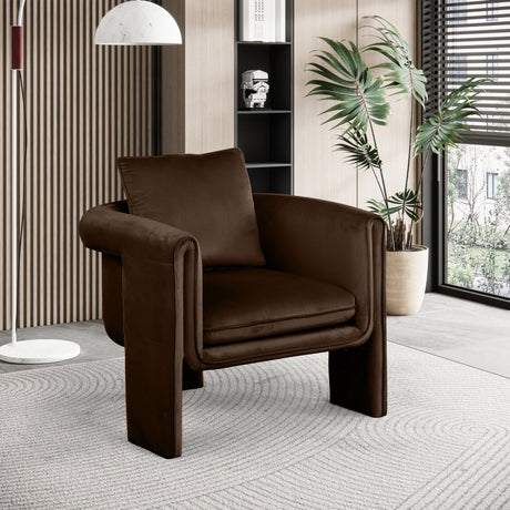 Brown Sloan Velvet Accent Chair - 424Brown - Luna Furniture