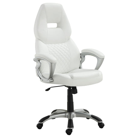 Bruce Adjustable Height Office Chair White and Silver - 800150 - Luna Furniture