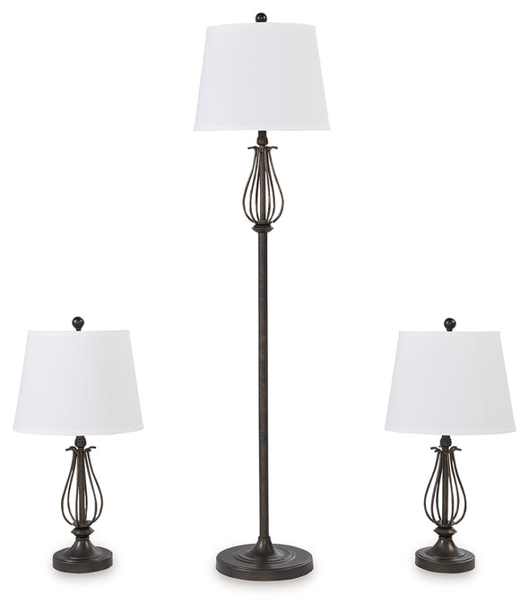 Brycestone Bronze Finish Floor Lamp with 2 Table Lamps - L204526 - Luna Furniture
