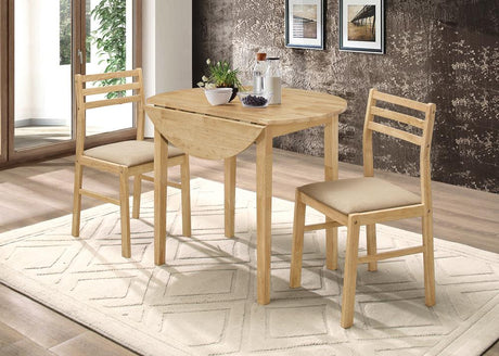 Bucknell Natural and Tan 3-Piece Dining Set with Drop Leaf from Coaster - Luna Furniture