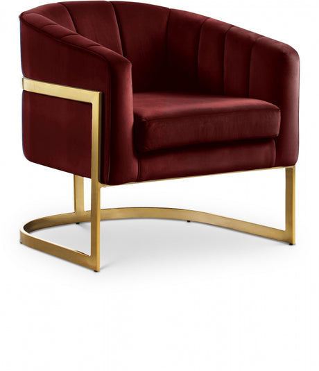 Burgundy Carter Velvet Accent Chair - 515Burg - Luna Furniture