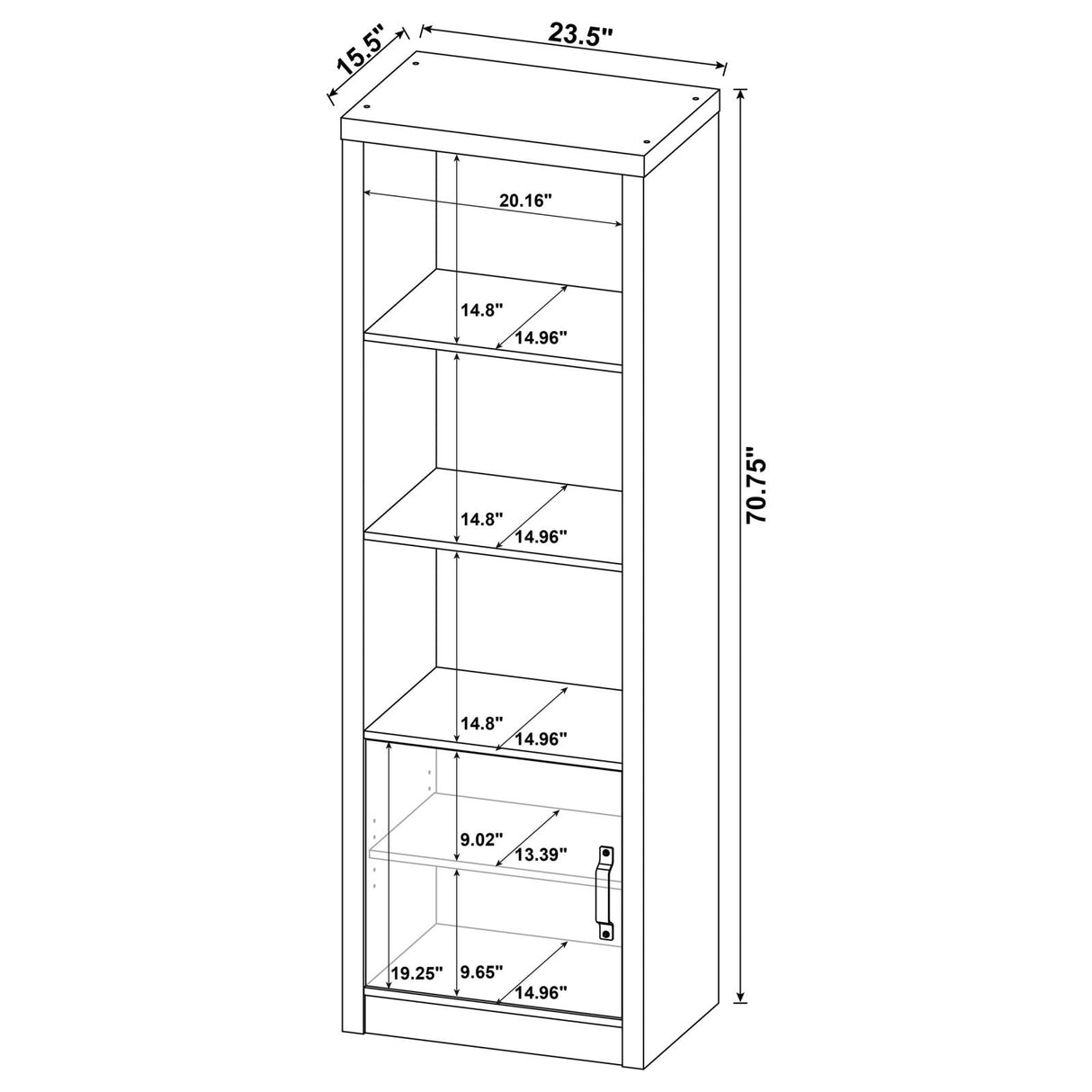 Burke 3-shelf Media Tower With Storage Cabinet Grey Driftwood - 707726 - Luna Furniture