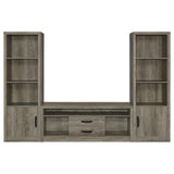 Burke Gray Driftwood 3-Shelf Media Tower With Storage Cabinet from Coaster - Luna Furniture
