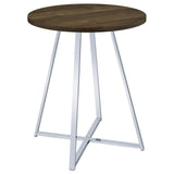 Bexter White and Chrome Faux Marble Round Top Bar Table from Coaster - Luna Furniture