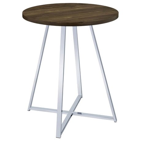 Bexter White and Chrome Faux Marble Round Top Bar Table from Coaster - Luna Furniture