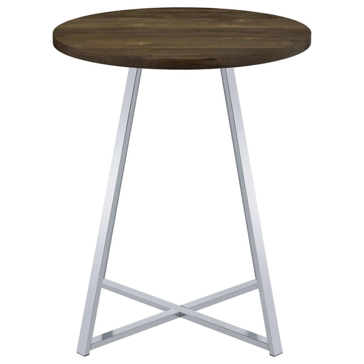 Bexter White and Chrome Faux Marble Round Top Bar Table from Coaster - Luna Furniture