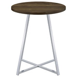 Bexter White and Chrome Faux Marble Round Top Bar Table from Coaster - Luna Furniture