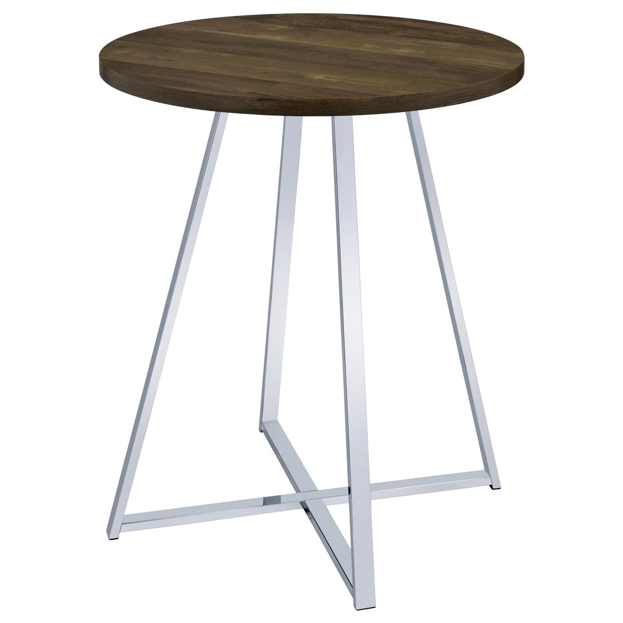 Bexter White and Chrome Faux Marble Round Top Bar Table from Coaster - Luna Furniture