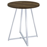 Bexter White and Chrome Faux Marble Round Top Bar Table from Coaster - Luna Furniture
