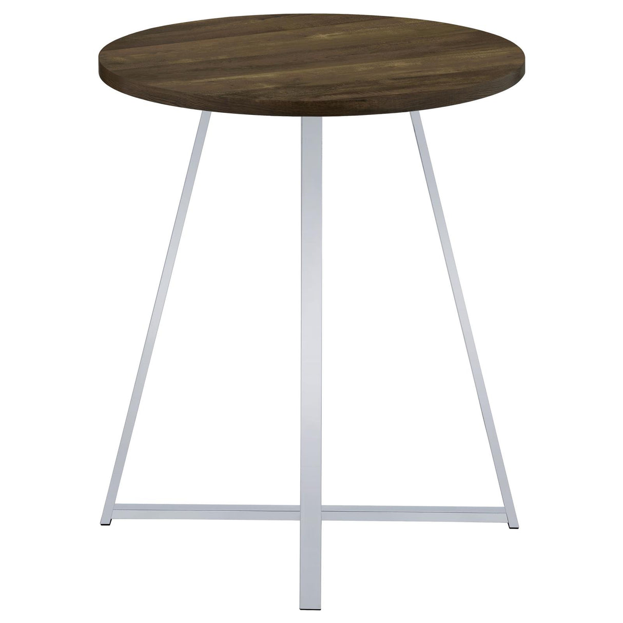Bexter White and Chrome Faux Marble Round Top Bar Table from Coaster - Luna Furniture