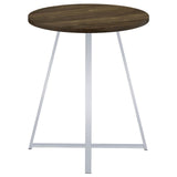 Bexter White and Chrome Faux Marble Round Top Bar Table from Coaster - Luna Furniture