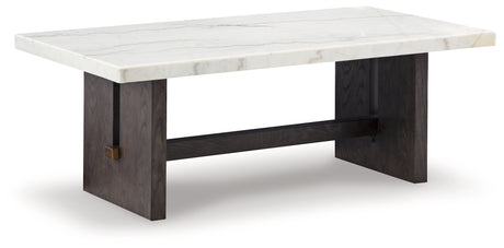 Burkhaus White/Dark Brown Coffee Table - T779-1 - Luna Furniture
