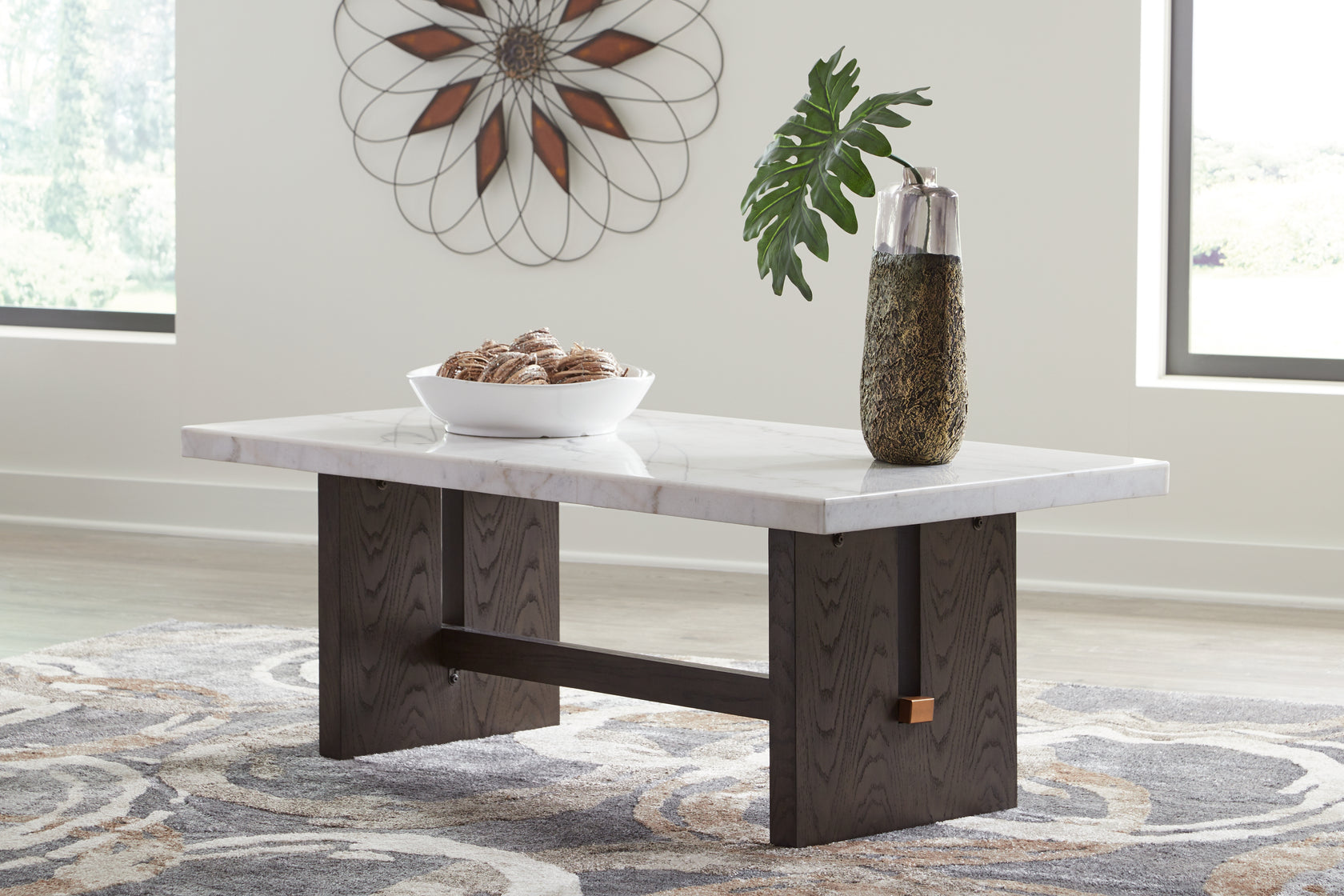Burkhaus White/Dark Brown Coffee Table from Ashley - Luna Furniture