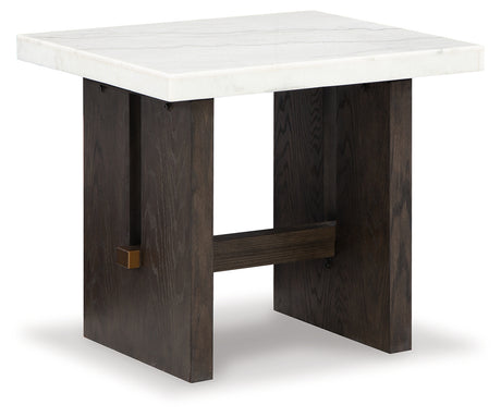 Burkhaus White/Dark Brown End Table - T779-3 - Luna Furniture