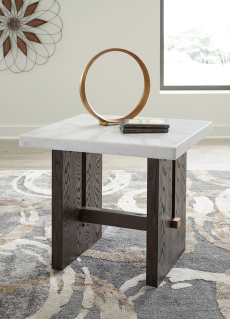 Burkhaus White/Dark Brown End Table - T779-3 - Luna Furniture