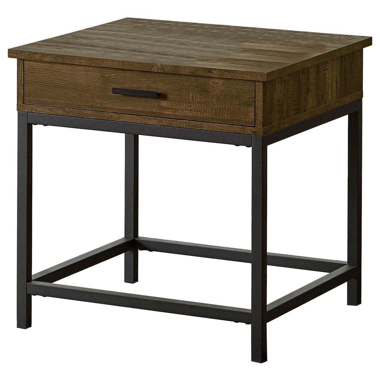 Byers Brown Oak and Sandy Black Square 1-Drawer End Table from Coaster - Luna Furniture