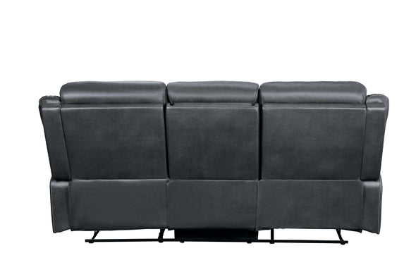 Yerba Gray Microfiber Double Lay Flat Reclining Sofa - Luna Furniture