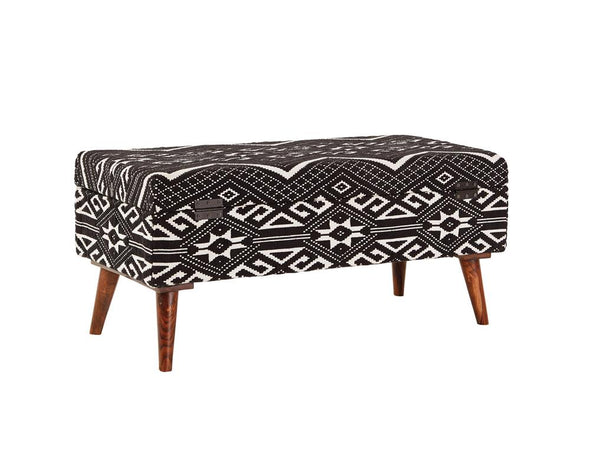 Cababi Upholstered Storage Bench Black and White - 918490 - Luna Furniture