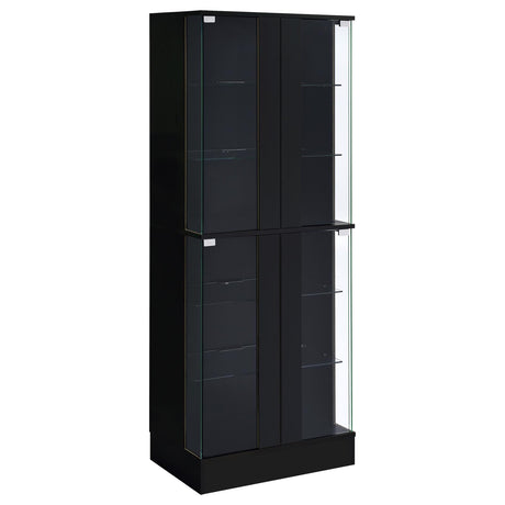 Cabra Display Case Curio Cabinet with Glass Shelves and LED Lighting Black High Gloss - 950398 - Luna Furniture