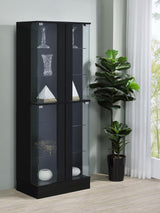 Cabra Black High Gloss Display Case Curio Cabinet with Glass Shelves and LED Lighting from Coaster - Luna Furniture