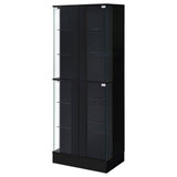 Cabra Black High Gloss Display Case Curio Cabinet with Glass Shelves and LED Lighting from Coaster - Luna Furniture