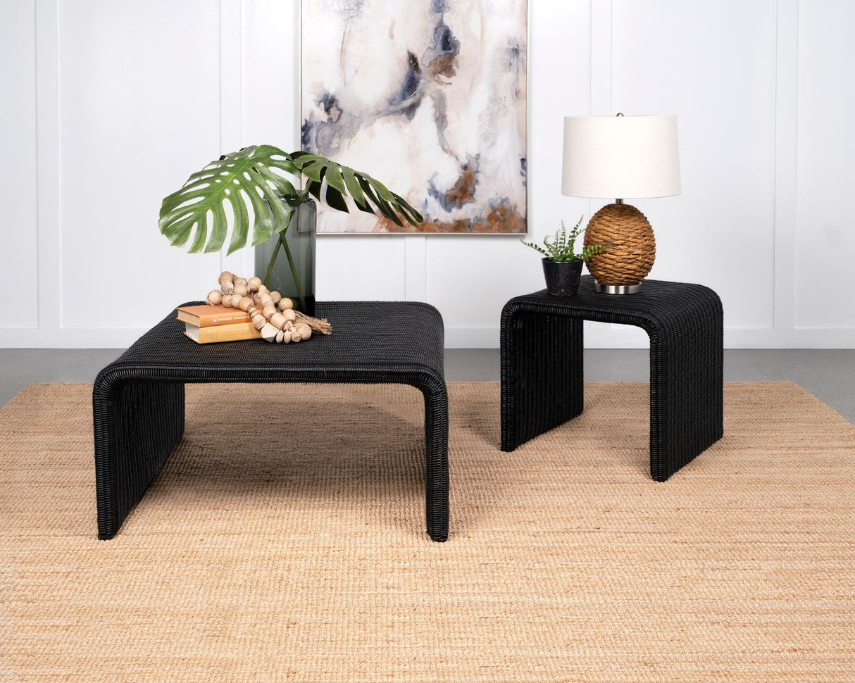 Cahya Black Woven Rattan Sqaure Coffee Table from Coaster - Luna Furniture