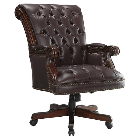 Calloway Tufted Adjustable Height Office Chair Dark Brown - 800142 - Luna Furniture
