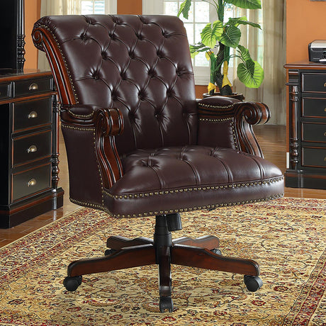 Calloway Tufted Adjustable Height Office Chair Dark Brown - 800142 - Luna Furniture