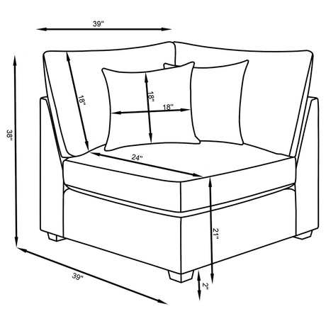 Cambria Upholstered Corner Chair Grey from Coaster - Luna Furniture