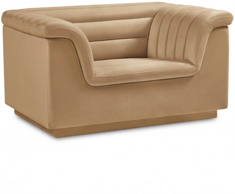 Camel Cascade Velvet Fabric Chair - 192Camel-C - Luna Furniture