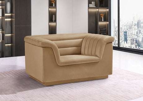 Camel Cascade Velvet Fabric Chair - 192Camel-C - Luna Furniture