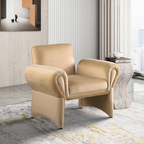 Camel Fleurette Velvet Accent Chair - 409Camel - Luna Furniture