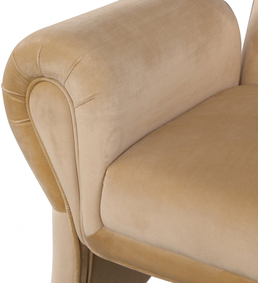 Camel Fleurette Velvet Accent Chair - 409Camel - Luna Furniture