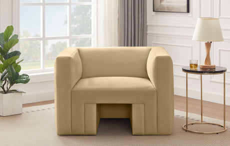 Camel Henson Velvet Chair - 665Camel-C - Luna Furniture