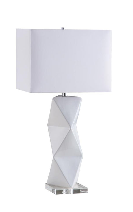 Camie Geometric Ceramic Base Table Lamp White - 902937 - Luna Furniture