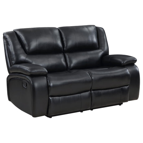 Camila Black 2-Piece Upholstered Motion Reclining Sofa Set from Coaster - Luna Furniture
