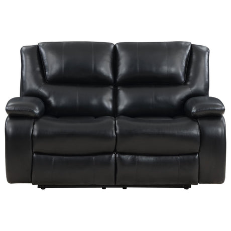 Camila Black 2-Piece Upholstered Motion Reclining Sofa Set from Coaster - Luna Furniture