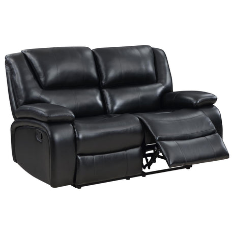 Camila Black Upholstered Motion Reclining Living Room Set from Coaster - Luna Furniture