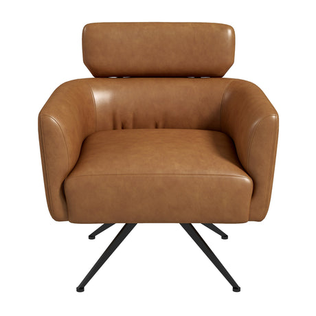 Camila Mid-Century Modern Tan Leather Lounge Chair - AFC00637 - Luna Furniture