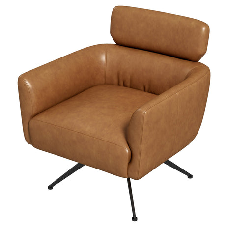 Camila Mid-Century Modern Tan Leather Lounge Chair - AFC00637 - Luna Furniture