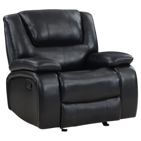Camila Upholstered Glider Recliner Chair Black - 610246 - Luna Furniture