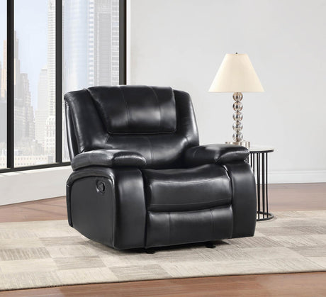 Camila Black Upholstered Glider Recliner Chair from Coaster - Luna Furniture