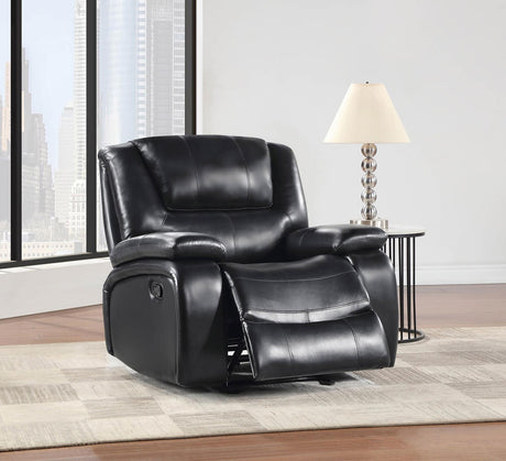 Camila Black Upholstered Glider Recliner Chair from Coaster - Luna Furniture